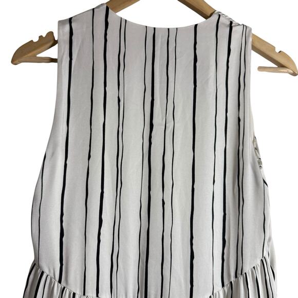 3.1 Phillip Lim High Low Painted White Striped Sleeveless V-Neck Midi Dress 2 - Picture 9 of 15